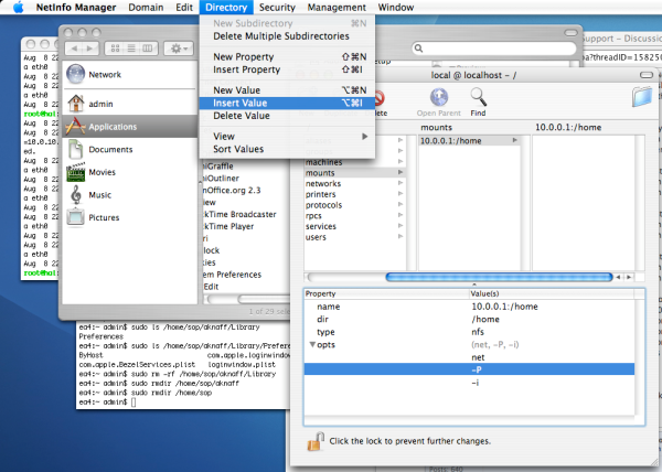 Setting up NFS using the Netinfo Manager